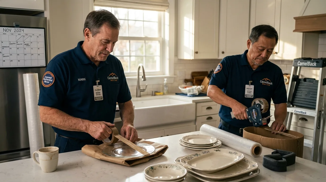 Professional crew packing kitchen dishware in Dublin, OH